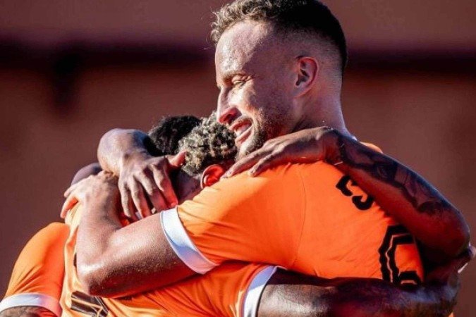 Jogadores do Nova Iguaçu durante comemoração de gol - (crédito: Foto: Vinicius Gentil/Nova Iguaçu) Jogadores do Nova Iguaçu durante comemoração de gol - (crédito: Foto: Vinicius Gentil/Nova Iguaçu)