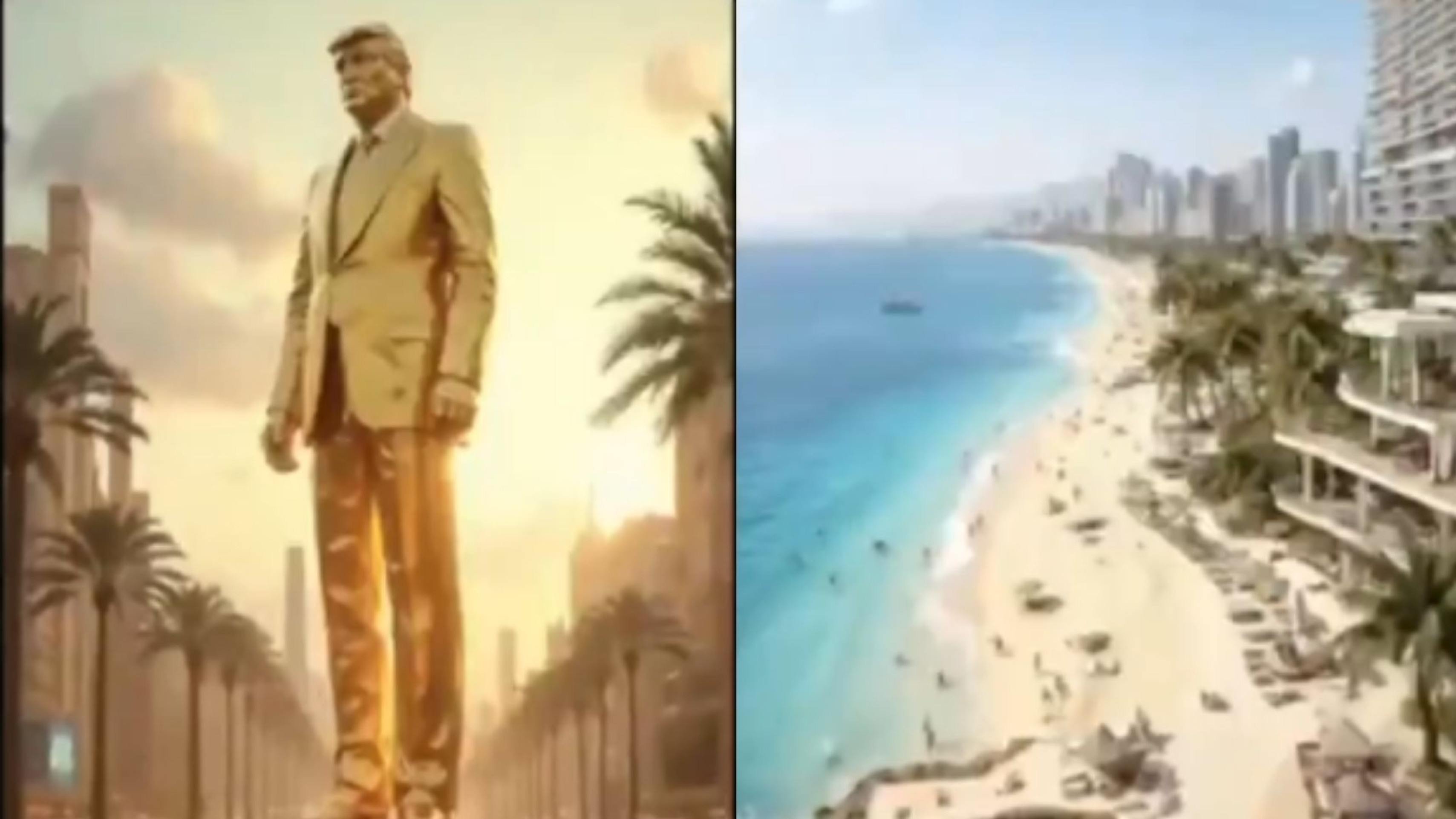Trump posta vídeo de IA que mostra Gaza com resort com estátua de ouro

