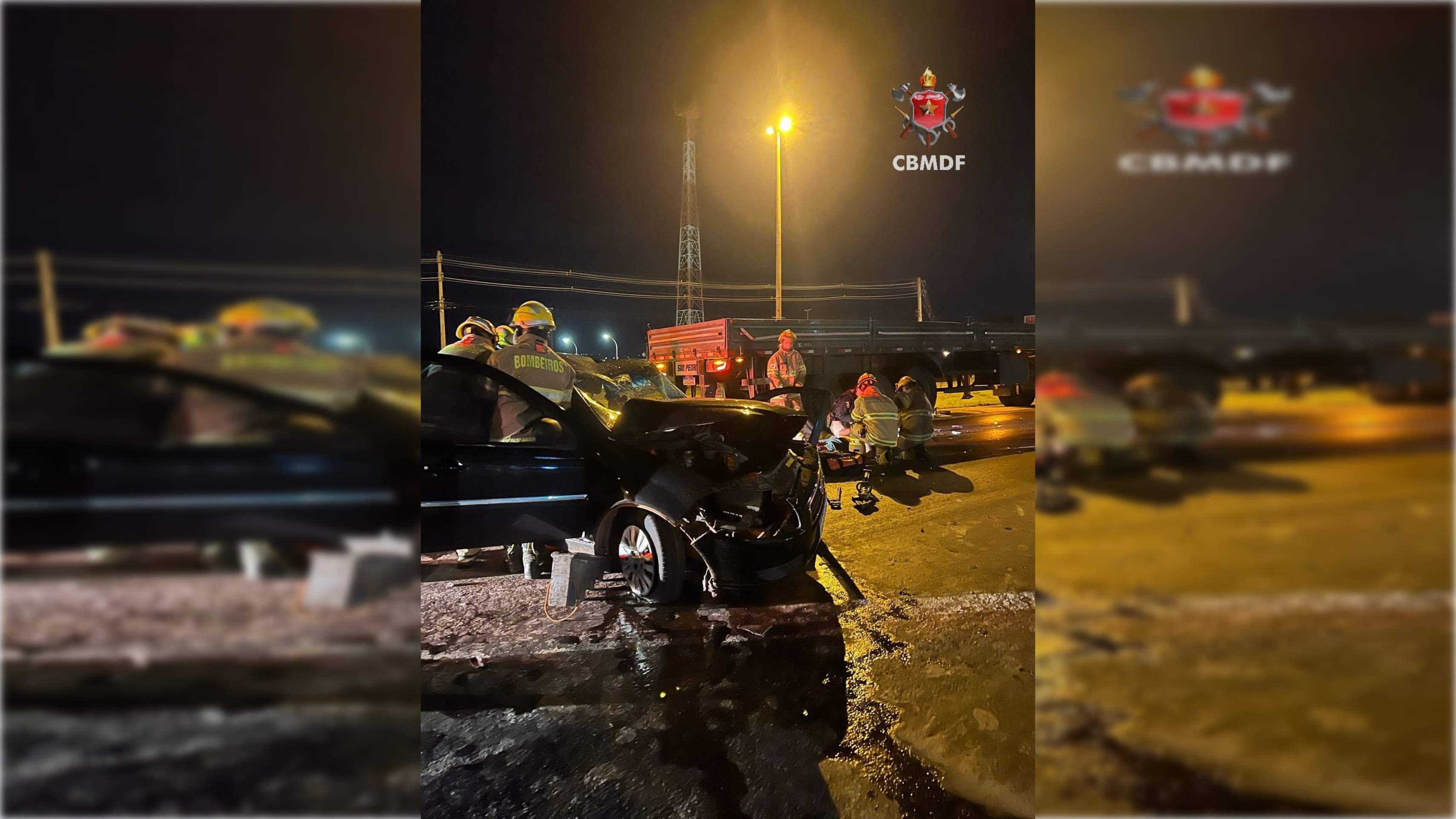 Acidente na BR-070 deixa três feridos; um pedestre foi atropelado
