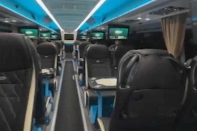 Parte interna do novo ônibus do Newcastle - (crédito: Reprodução) Parte interna do novo ônibus do Newcastle - (crédito: Reprodução)