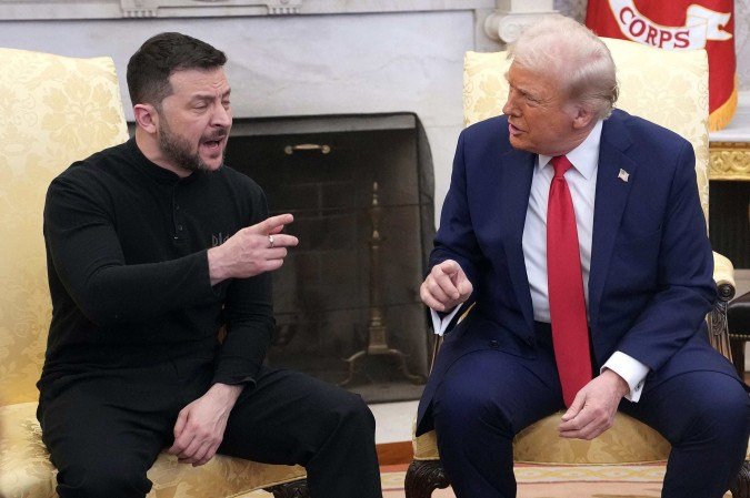 Trump e Zelensky discutem na Casa Branca durante reunião - (crédito: Getty Images via AFP) Trump e Zelensky discutem na Casa Branca durante reunião - (crédito: Getty Images via AFP)