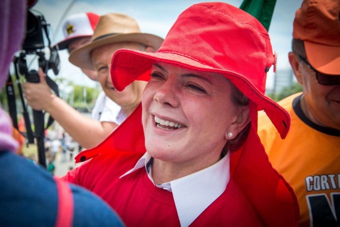 Gleisi Hoffmann em evento público do PT  -  (crédito: Divulgação PT)