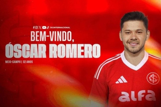 Óscar Romero é o novo meia do Inter - (crédito: Foto: Divulgação/Internacional) Óscar Romero é o novo meia do Inter - (crédito: Foto: Divulgação/Internacional)