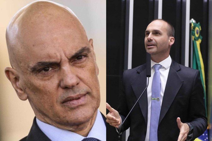 Alexandre de Moraes pediu que a PGR se manifeste sobre supostos crimes de Eduardo Bolsonaro contra a soberania nacional - (crédito: Platobr; Bruno Spada/Câmara dos Deputados) Alexandre de Moraes pediu que a PGR se manifeste sobre supostos crimes de Eduardo Bolsonaro contra a soberania nacional - (crédito: Platobr; Bruno Spada/Câmara dos Deputados)