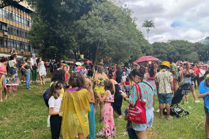 Foliões curtem o bloco Vai quem fica, na Asa Norte