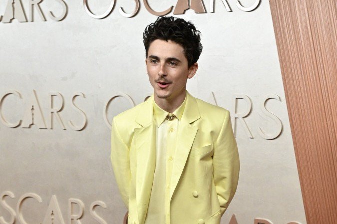 O ator franco-americano Timothee Chalamet participa da 97ª edição do Oscar