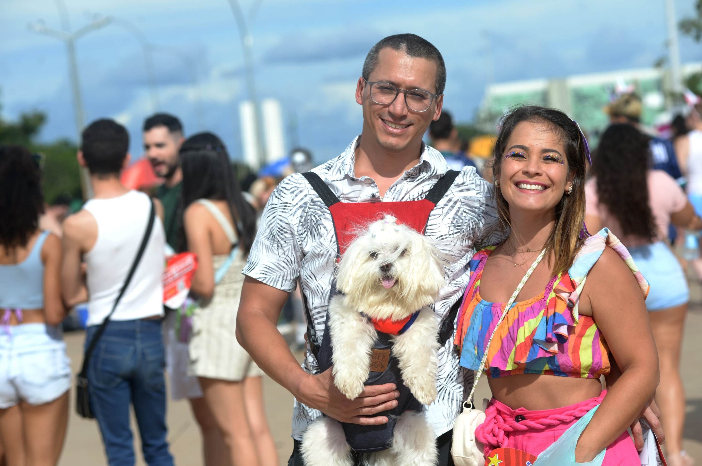 Pets e tutores com samba nas patas e nos pés na folia brasiliense