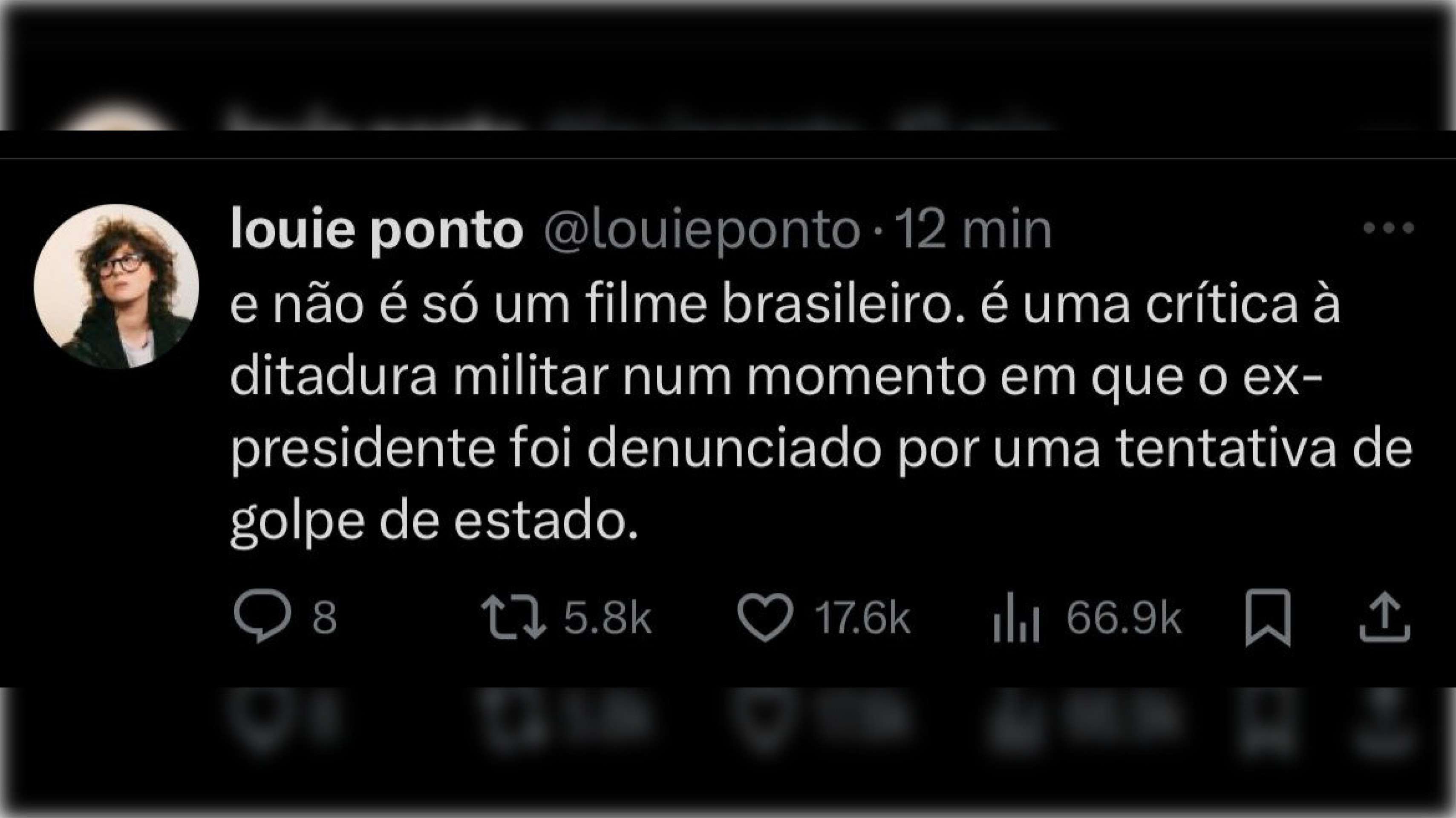 Alguns internautas relacionaram, em suas publicações, a obra que trata da ditadura militar e a atual denúncia do ex-presidente da República Jair Messias Bolsonaro