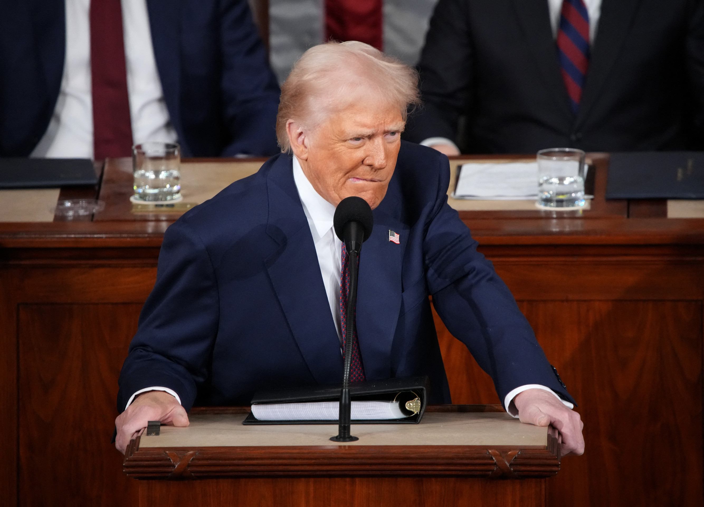  WASHINGTON, DC - MARCH 04: U.S. President Donald Trump addresses a joint session of Congress at the U.S. Capitol on March 04, 2025 in Washington, DC. President Trump was expected to address Congress on his early achievements of his presidency and his upcoming legislative agenda. Andrew Harnik/Getty Images/AFP (Photo by Andrew Harnik / GETTY IMAGES NORTH AMERICA / Getty Images via AFP) 