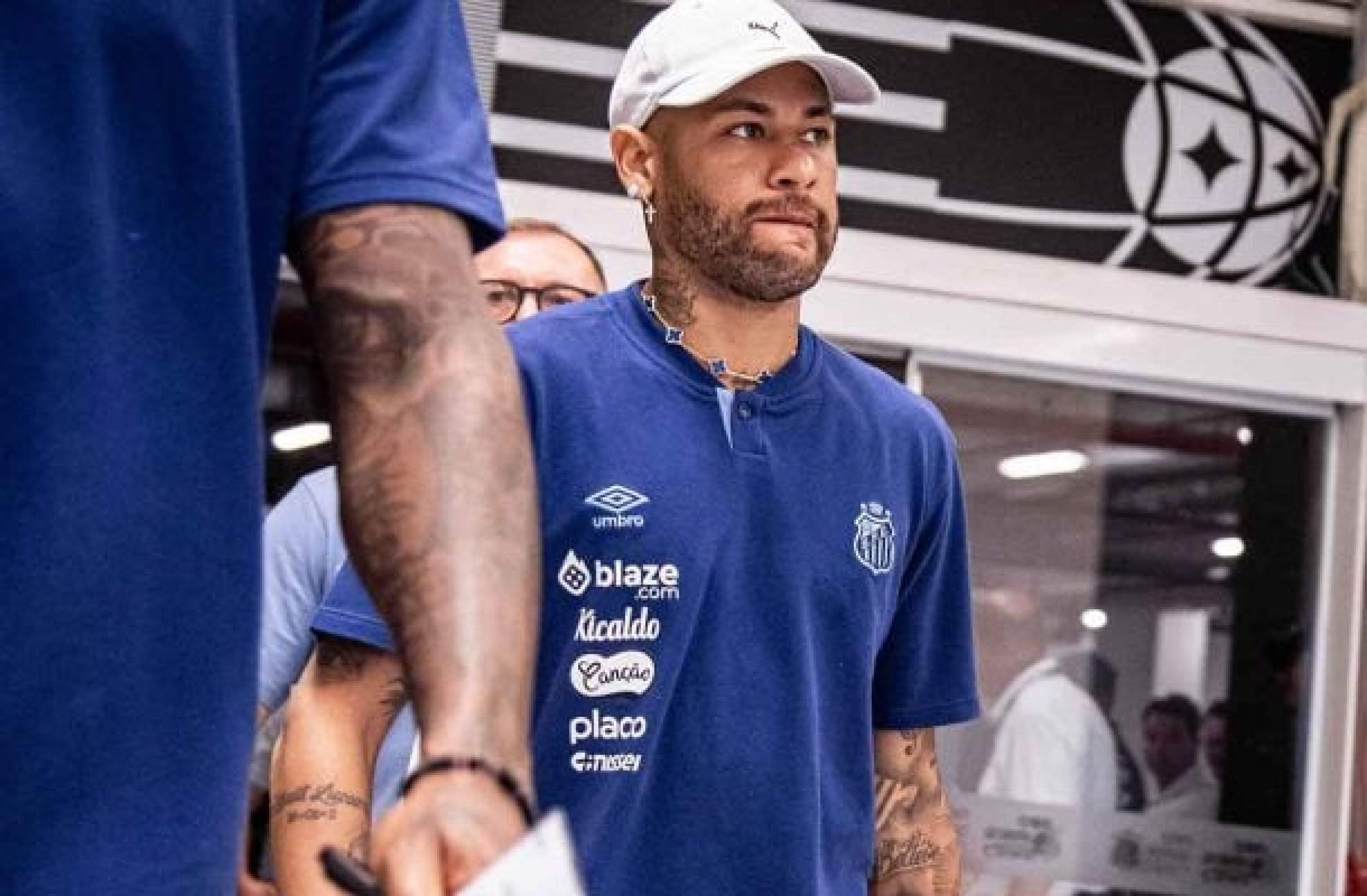 Neymar ficou fora de partida contra Corinthians por um desconforto muscular na coxa esquerda -  (crédito: Fotos: Raul Baretta/ Santos FC)