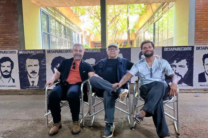 Nilson Rodrigues, Aurélio Michiles e Bruno Gagliasso: 
parceiros na aventura de reviver Honestino Guimarães