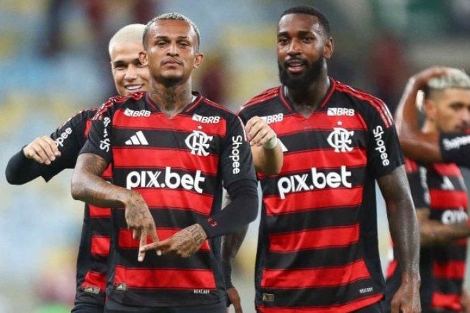 Wesley celebra o seu gol, o primeiro do Flamwngo na vitória por 2 a 1 sobre o Fluminense - (crédito: Foto: Gilvan de Souza/Flamengo) Wesley celebra o seu gol, o primeiro do Flamwngo na vitória por 2 a 1 sobre o Fluminense - (crédito: Foto: Gilvan de Souza/Flamengo)