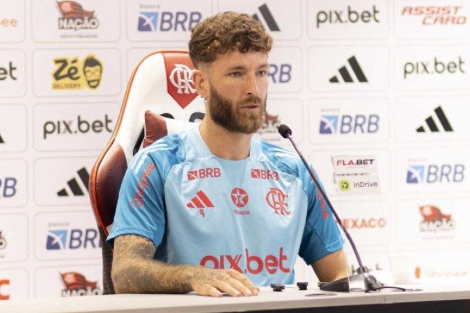 Léo Pereira em coletiva, nesta sexta-feira, no Ninho do Urubu - (crédito: Foto: Gilvan de Souza/Flamengo) Léo Pereira em coletiva, nesta sexta-feira, no Ninho do Urubu - (crédito: Foto: Gilvan de Souza/Flamengo)