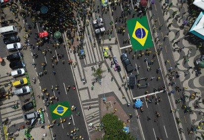 Ato pediu anistia aos presos e condenados do 8 de janeiro  -  (crédito: Mauro PIMENTEL / AFP)