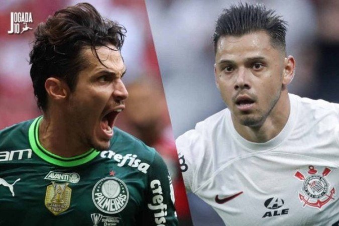 Raphael Veiga, do Palmeiras, e Angel Romero, do Corinthians -  (crédito: Cesar Greco/Palmeiras / Rodrigo Coca/Agência Corinthians)