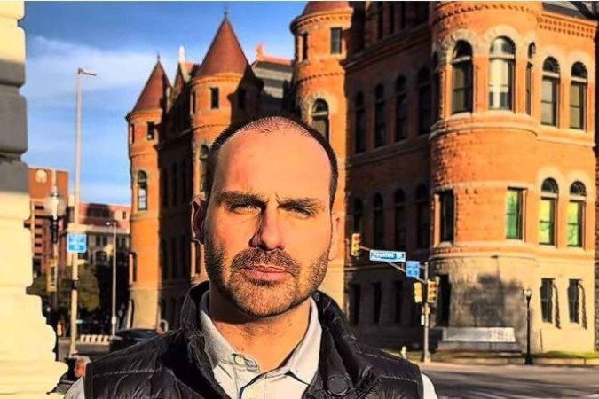 Trump citou Eduardo Bolsonaro durante discurso na Conferência de Ação Política Conservadora - (crédito: Getty Images) Trump citou Eduardo Bolsonaro durante discurso na Conferência de Ação Política Conservadora - (crédito: Getty Images)