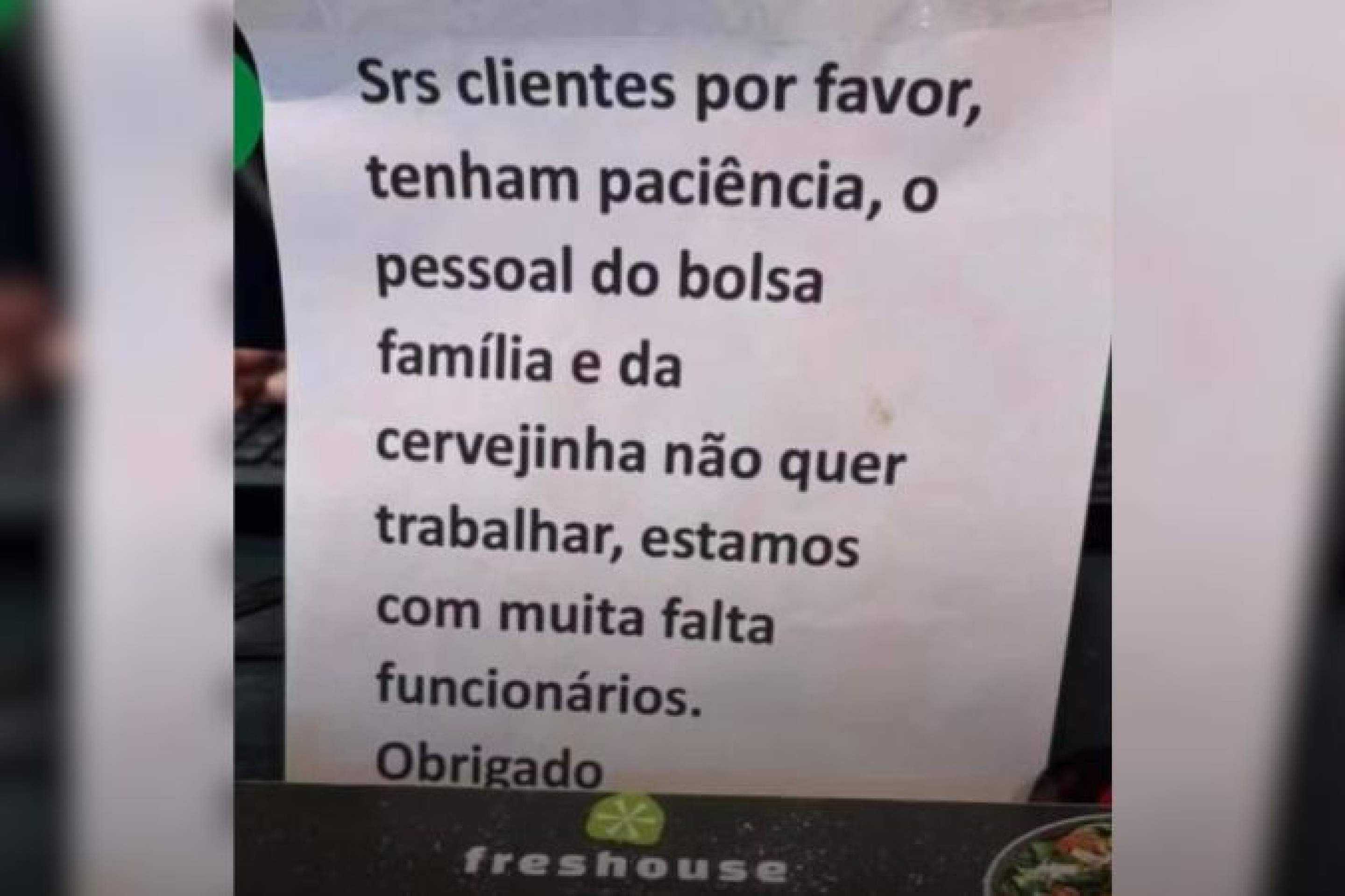 Restaurante culpa Bolsa Família por falta de funcionários: "Pessoal não quer trabalhar"