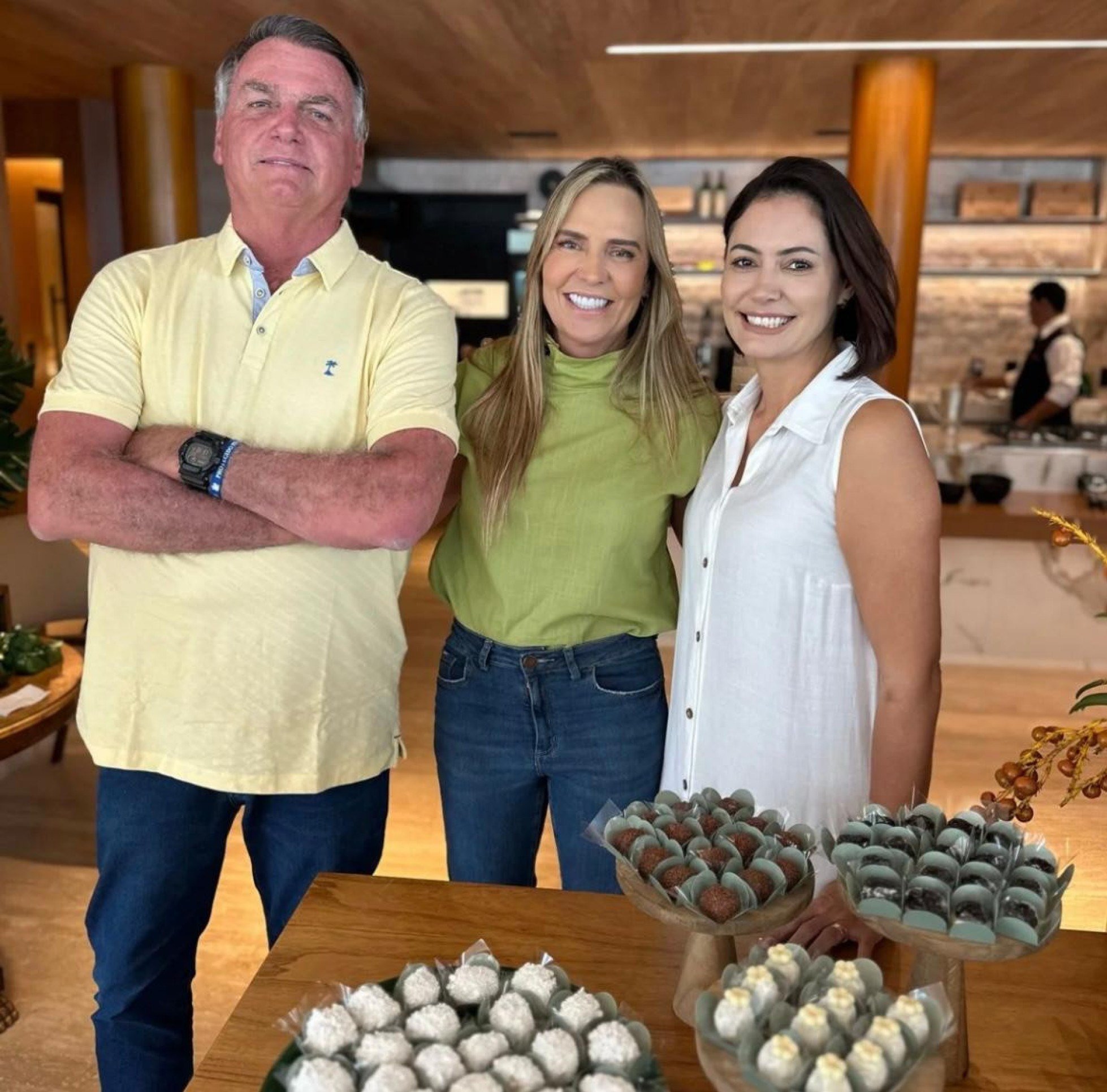 Jair Bolsonaro, Celina Leão e Michelle Bolsonaro