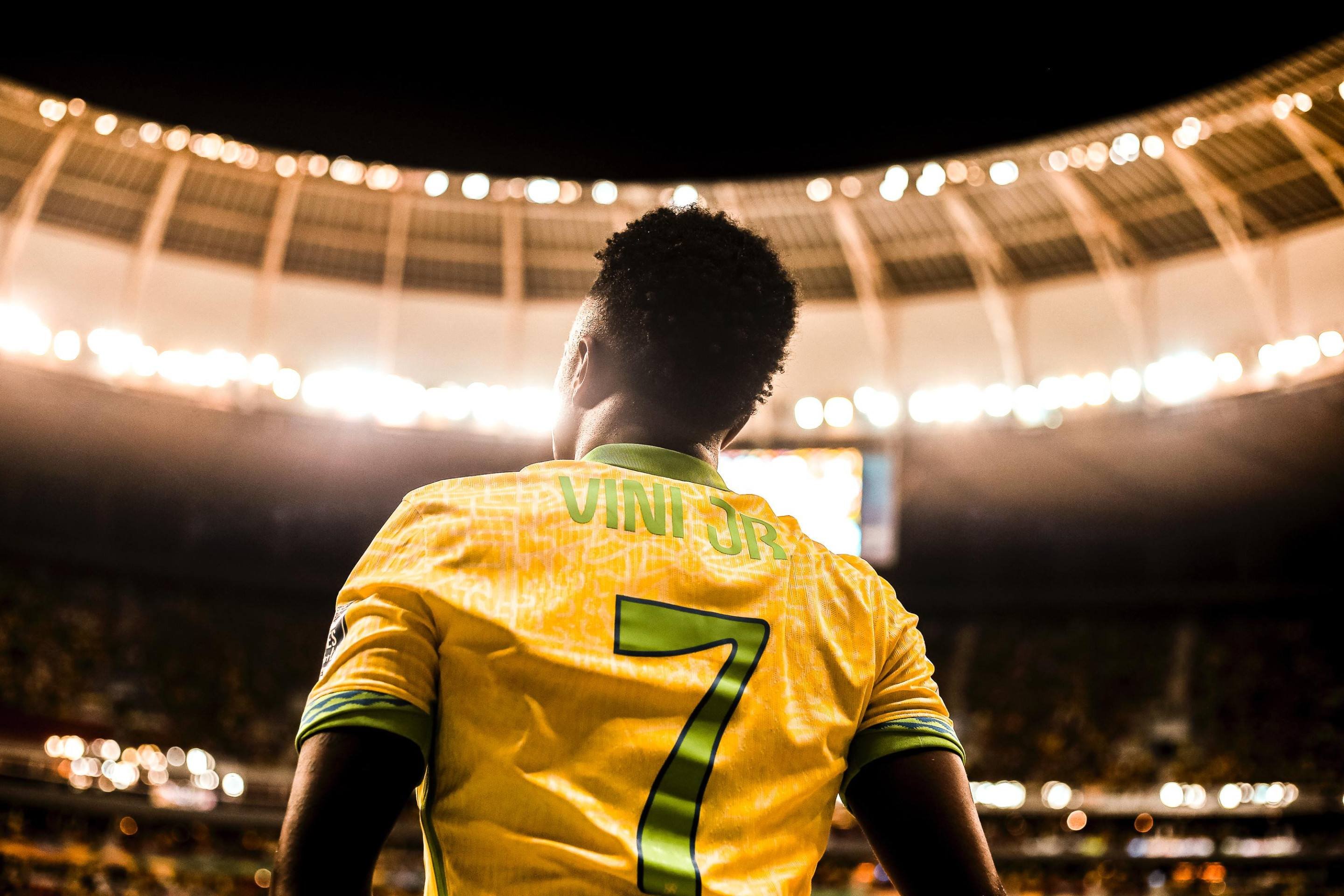 Jogador Vinícius Júnior em partida da Seleção Brasileira