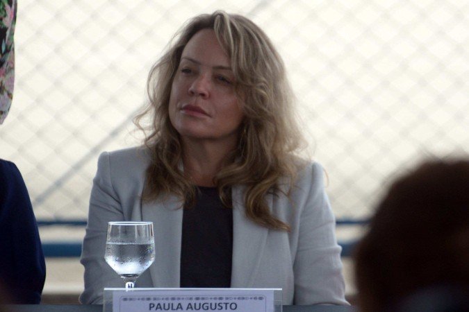  26/03/2025. Ed Alves CB/DA Press. Brasil. O Ministério dos Direitos Humanos e da Cidadania (MDHC) e o Instituto Mauricio de Sousa lançam a revista em quadrinhos ?Turma da Mônica em: Intergeracionalidade?. Na Escola Classe 503, no Itapoã (DF). O evento contará com a presença da ministra Macaé Evaristo. Na foto, Marcela Passamani. Na foto, Paula Augusto - Diretora da Escola. 