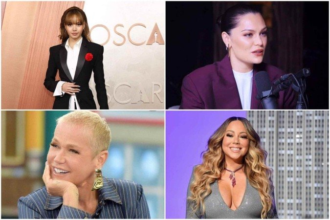 Lisa, Jessie J, Xuxa e Mariah Carey - (crédito: Getty Images via AFP/Youtube/Reprodução/Divulgação/Redes Sociais/Angela Weiss/AFP) Lisa, Jessie J, Xuxa e Mariah Carey - (crédito: Getty Images via AFP/Youtube/Reprodução/Divulgação/Redes Sociais/Angela Weiss/AFP)