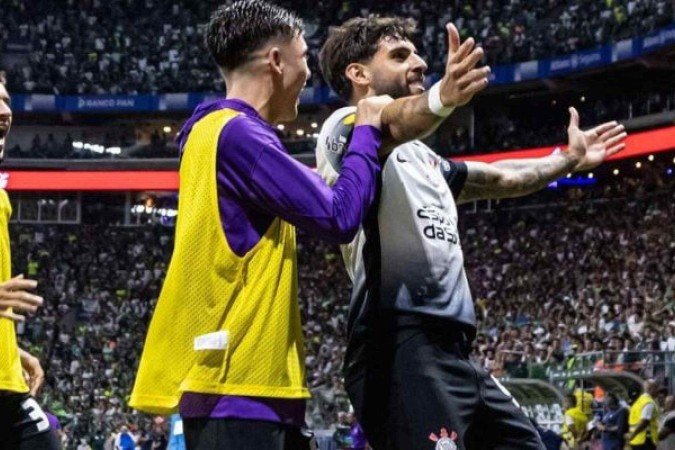 Yuri Alberto comemora gol no jogo inicial da final  -  (crédito: Foto: Jhony Inácio/Ag. Paulistão)