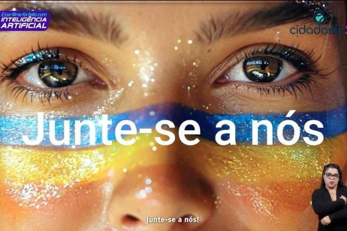 Trecho da propaganda eleitoral exibida pelo Cidadania e feita totalmente por inteligência artificial - (crédito: Reprodução) Trecho da propaganda eleitoral exibida pelo Cidadania e feita totalmente por inteligência artificial - (crédito: Reprodução)