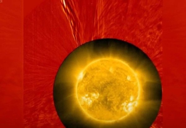 Reprodução/equipes ESA & Nasa/Solar Orbiter/Metis & EUI, V. Andretta e P. Romano/INAF