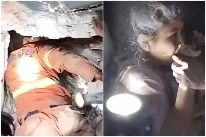 Mulher soterrada após terremoto é resgatada com vida por bombeiros