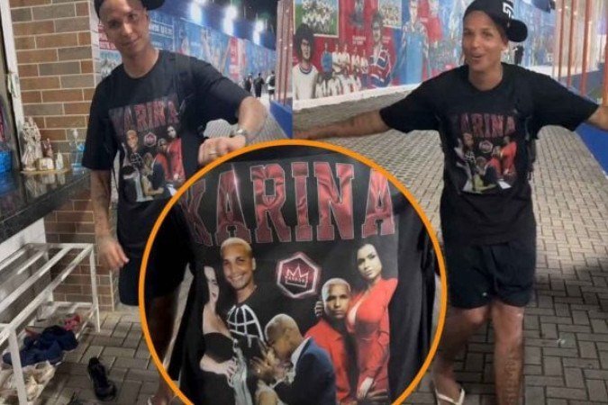 Deyverson vai a treino do Fortaleza com camisa personalizada da esposa - (crédito: Foto: Reprodução) Deyverson vai a treino do Fortaleza com camisa personalizada da esposa - (crédito: Foto: Reprodução)