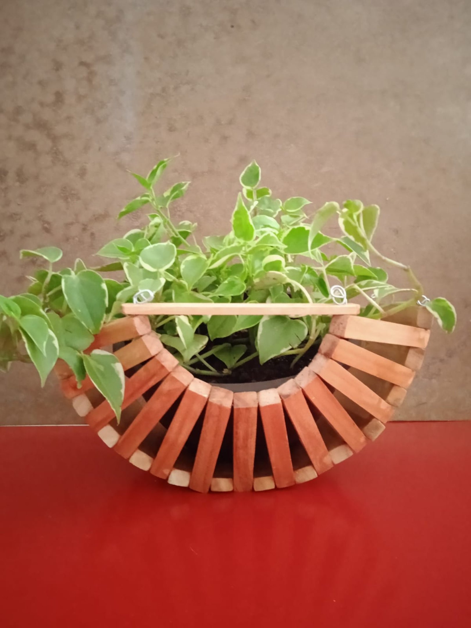 Cachepô modelo Barca, em madeira reciclada, da CJ suportes para plantas (R$ 80)
