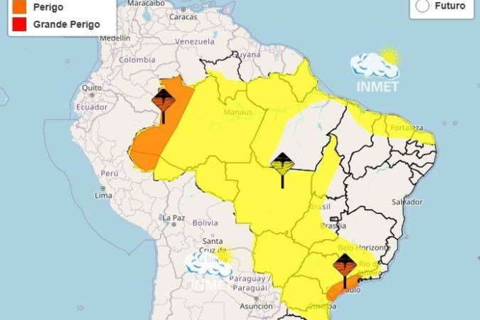 Todas as regiões do Brasil têm alerta de chuva