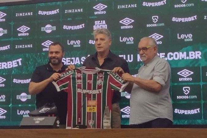 Renato Gaúcho durante a apresentação como novo técnico do Fluminense -  (crédito: Foto: Carlos Mello / J10)