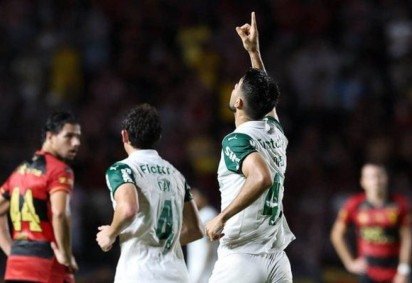 Flaco López comemora o gol marcado sobre o Sport -  (crédito: Foto: Cesar Greco/Palmeiras/by Canon) -Flaco López comemora o gol marcado sobre o Sport -  (crédito: Foto: Cesar Greco/Palmeiras/by Canon)
