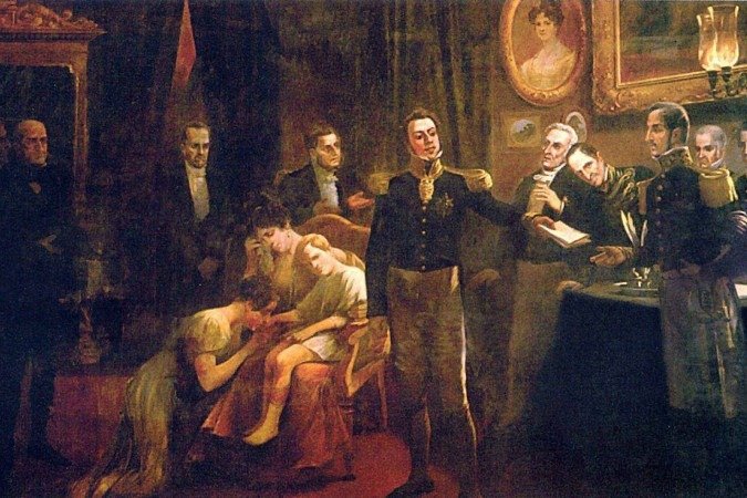 Regente Feijó, em pintura feita por Oscar Pereira da Silva em 1925 - (crédito: Domínio público) Regente Feijó, em pintura feita por Oscar Pereira da Silva em 1925 - (crédito: Domínio público)