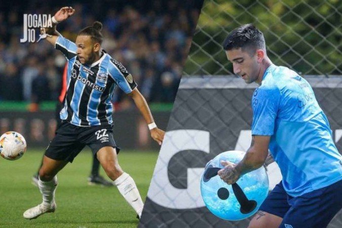Braithwaite (esquerda) e Cristian Olivera (direita), peças importantes do Grêmio, retornam à lista de relacionados para segundo jogo da Sula-Americana - (crédito: Foto: Divulgação / Grêmio FBPA) Braithwaite (esquerda) e Cristian Olivera (direita), peças importantes do Grêmio, retornam à lista de relacionados para segundo jogo da Sula-Americana - (crédito: Foto: Divulgação / Grêmio FBPA)
