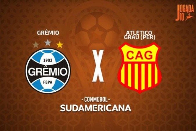 Pela Sul-Americana Grêmio recebe o Atlético Grau em jogo pela 2ª rodada do Grupo D -  (crédito: Foto: Arte Jogada10)
