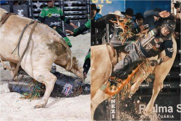 Campeão de montaria é pisoteado por touro após queda -  (crédito: Reprodução/Instagram/@rogerio.svenancio)