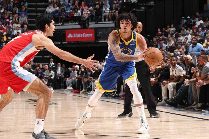 Gui Santos se tornou peça importante na engrenagem do Warriors antes dos playoffs da NBA - (crédito: Getty Images via AFP) Gui Santos se tornou peça importante na engrenagem do Warriors antes dos playoffs da NBA - (crédito: Getty Images via AFP)