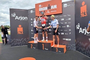 Miguel Hidalgo foi o vencedor da etapa de Brasília do Ironman 70.3 e garantiu vaga no Mundial da Espanha, em novembro -  (crédito: Isabela Berrogain/CB/D.A. Press)