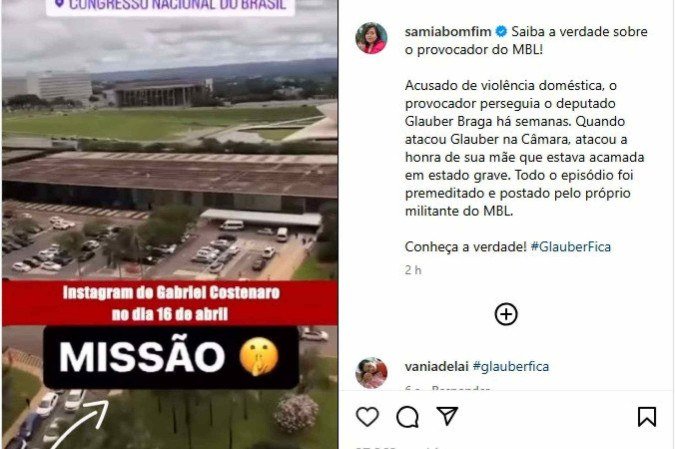 Sâmia postou vídeo em que denúncia suposta armação - (crédito: Rpeodução/redes sociais) Sâmia postou vídeo em que denúncia suposta armação - (crédito: Rpeodução/redes sociais)