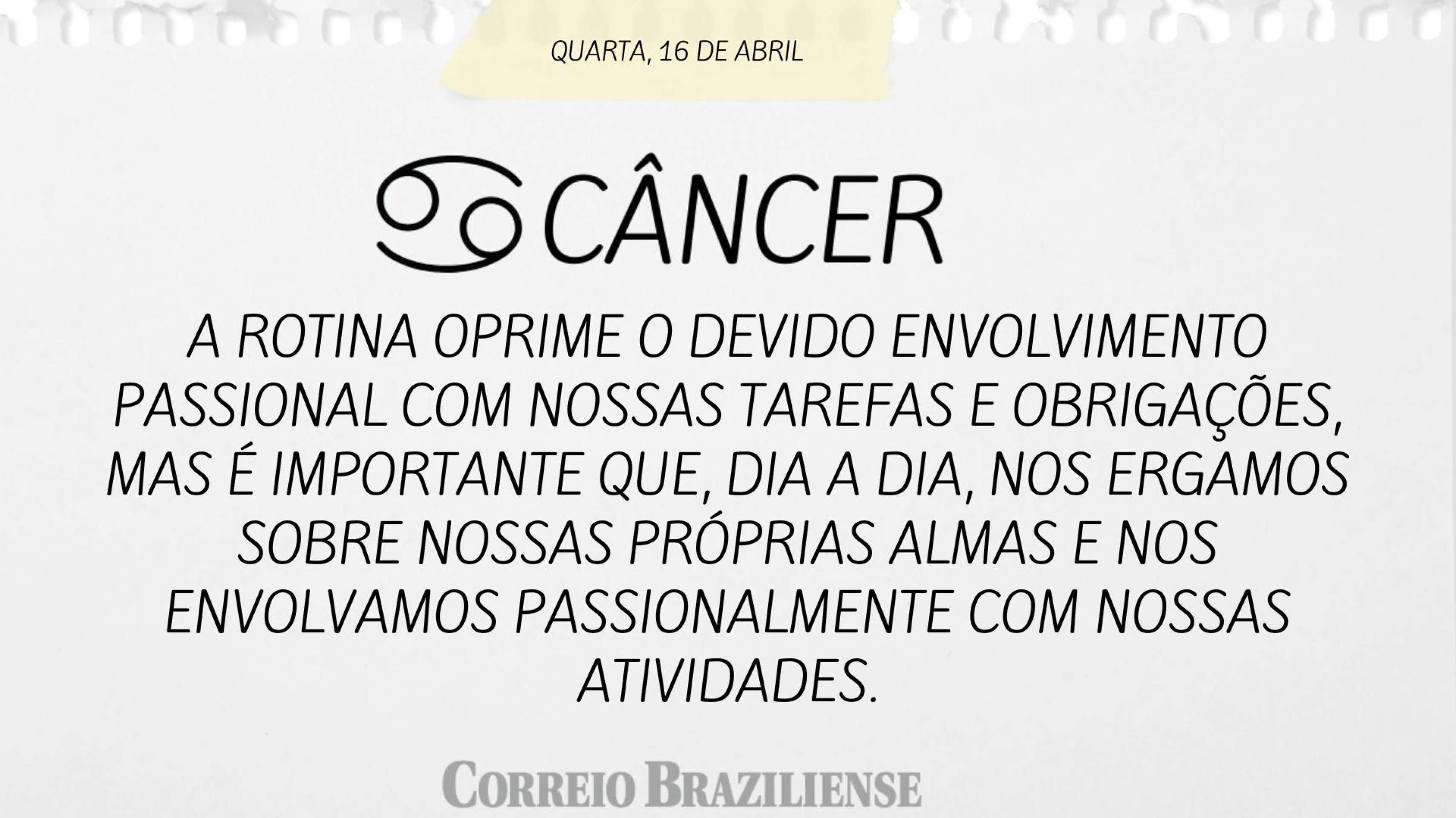 CÂNCER | 16 DE ABRIL