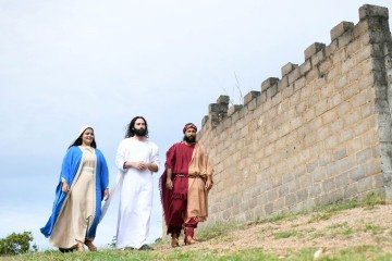 'Acredito que vamos conseguir levar a mensagem do amor de Deus para todos que vierem nos prestigiar', diz Gonçalves, no papel de Cristo -  (crédito: Ed Alves/CB/D.A Press)
