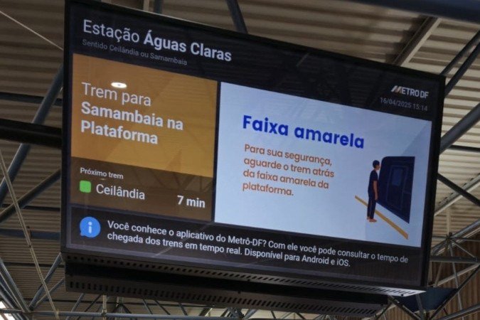 Telas em funcionamento na estação Águas Claras. - (crédito: Divulgação/Metrô-DF) Telas em funcionamento na estação Águas Claras. - (crédito: Divulgação/Metrô-DF)