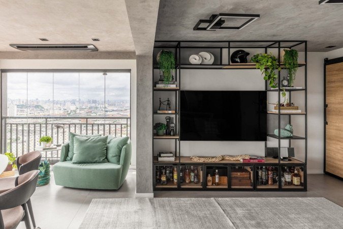 O cimento queimado e o concreto aparente conferem elegância e personalidade aos ambientes (Projeto: BMA Studio | Imagem: Guilherme Pucci) - (crédito: EdiCase) O cimento queimado e o concreto aparente conferem elegância e personalidade aos ambientes (Projeto: BMA Studio | Imagem: Guilherme Pucci) - (crédito: EdiCase)