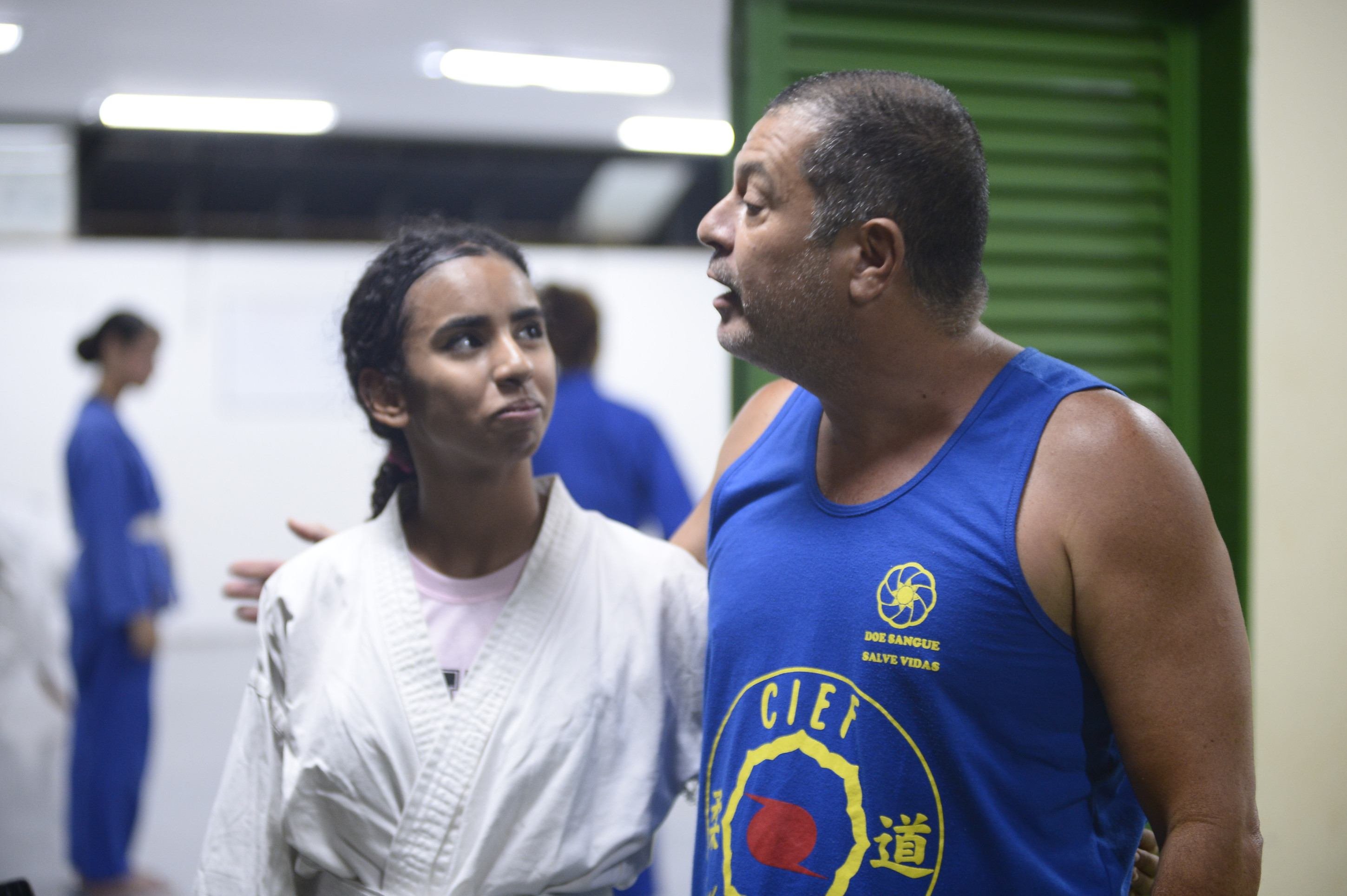 Maria Fernanda da Silva, 15 anos, estudante do primeiro ano do ensino médio do CEM Paulo Freire: "O sensei conversa muito com a gente sobre aprendizados da vida e, principalmente, de estudos"