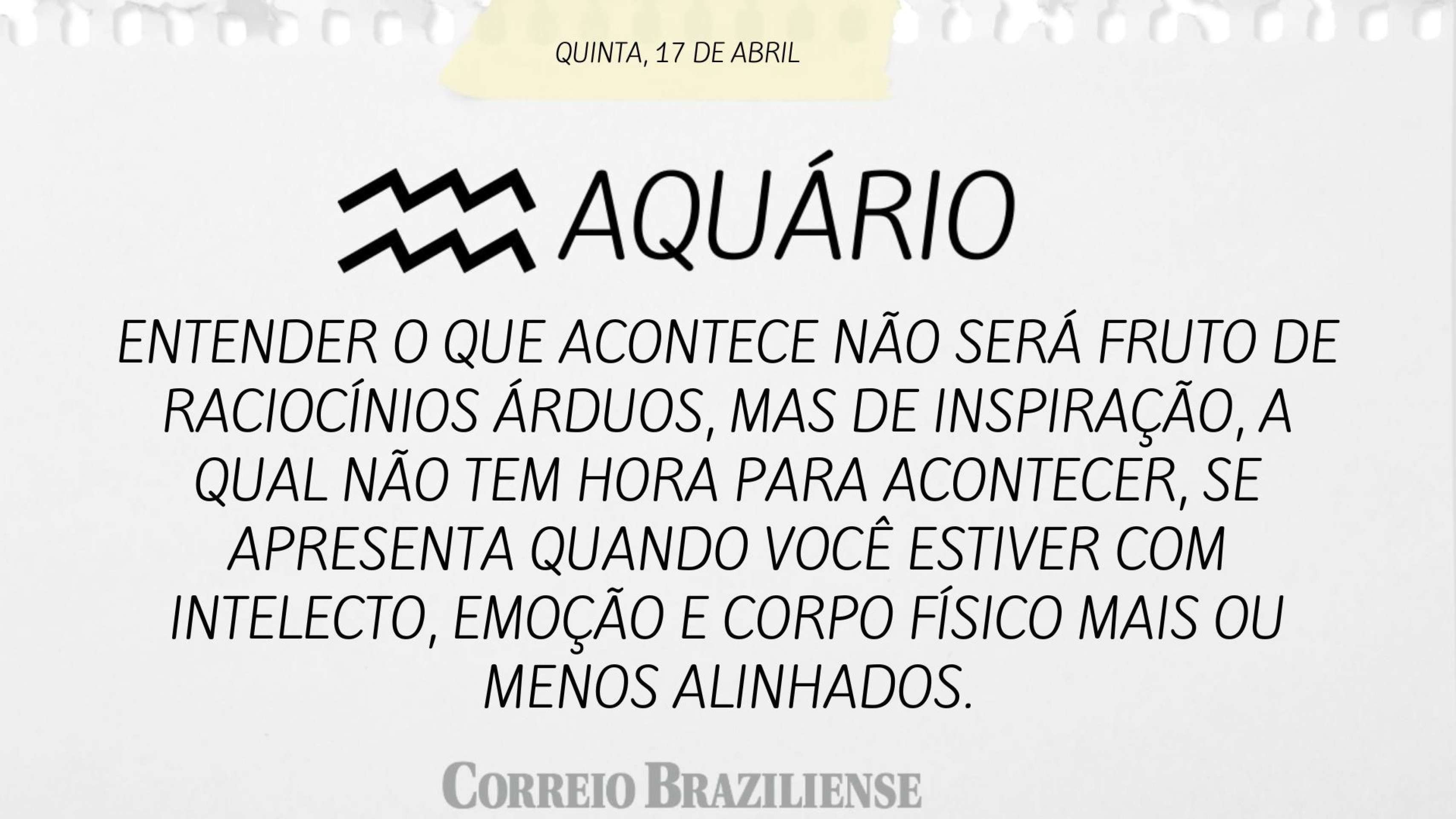 AQUÁRIO | 17 DE ABRIL 