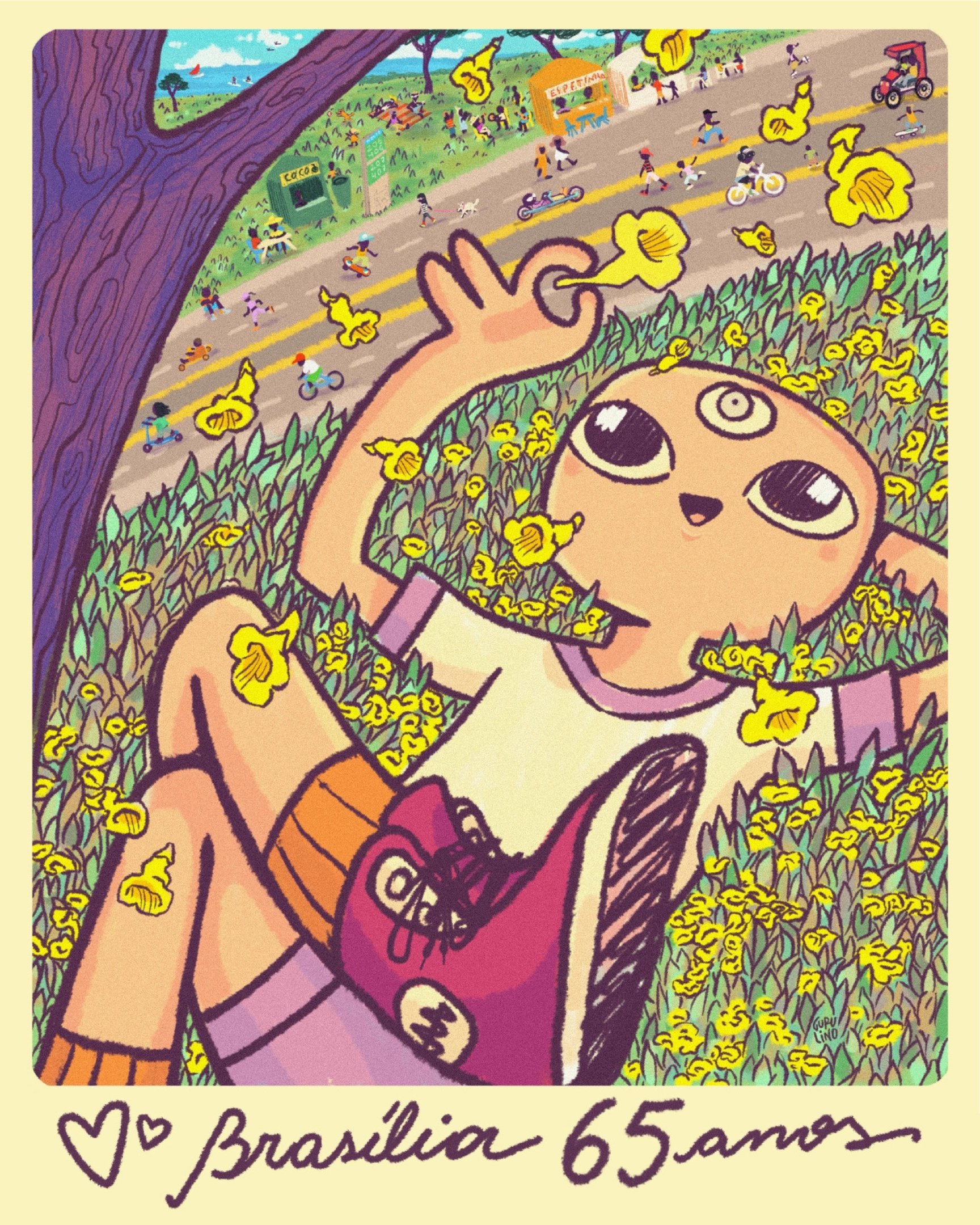 Ilustra&ccedil;&atilde;o de Gurulino para os 65 anos de Bras&iacute;lia