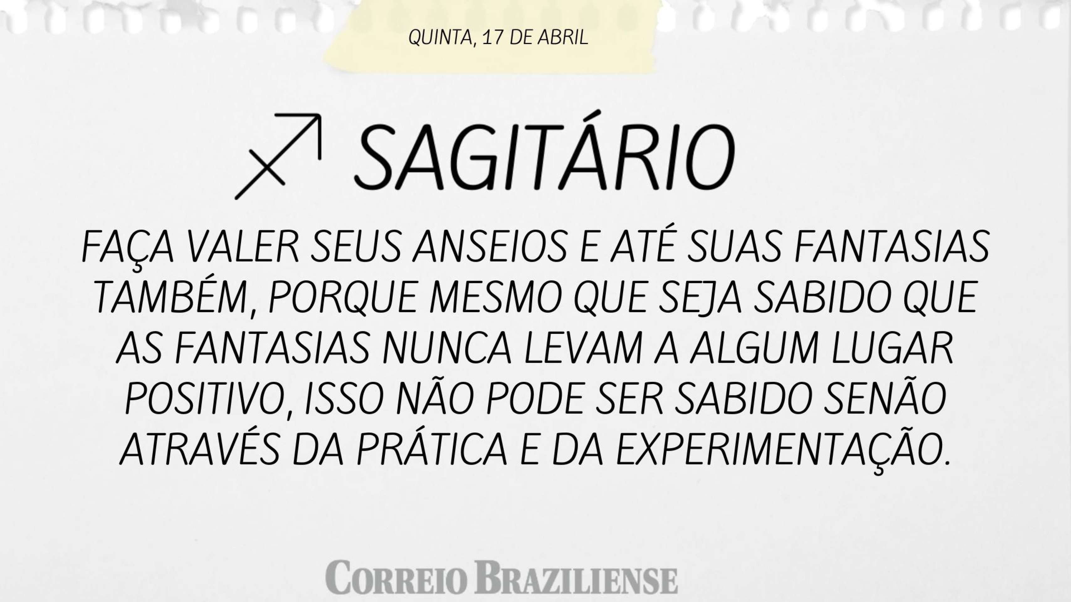 SAGITÁRIO | 17 DE ABRIL 