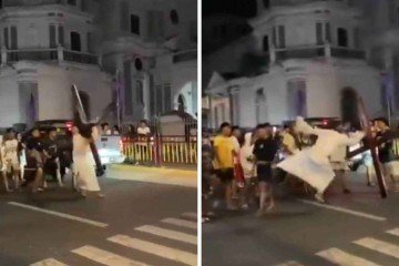 'Jesus' perde a paciência com espectador durante encenação -  (crédito: Reprodução / redes sociais)